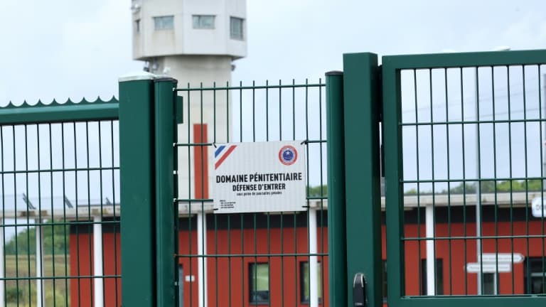 L'entrée de la prison de haute sécurité de Vendin-le-Vieil, le 22 juillet 2025 dans le Pas-de-Calais