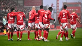 Les joueurs de Brest face à Lyon le 11 janvier 2025