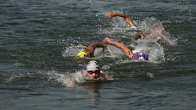 Epreuve de natation du triathlon masculin des JO-2024 le 31 juillet 2024 dans la Seine à Paris