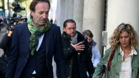 (g-d) Jean-Baptiste Alary, Alexandre Martin et Emmanuelle Franck, les avocats de Cédric Jubillar, arrivent au tribunal de Toulouse, le 15 octobre 2021