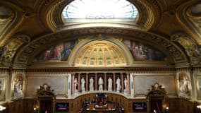 L'hémicycle du Sénat, à Paris, photographié le 23 février 2022