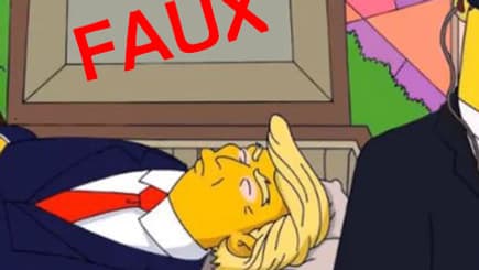 Dessin de Donald Trump dans un cercueil, sans rapport avec les Simpsons