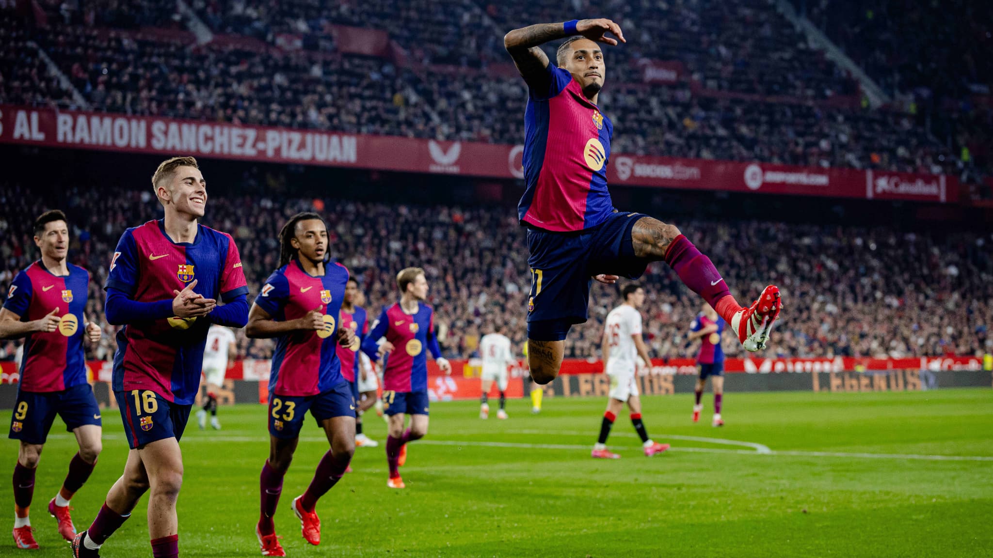 L'attaquant du Barça Raphinha buteur lors de la 23e journée de Liga, 9 février 2025