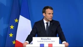 Emmanuel Macron à Bruxelles le vendredi 23 février 2018.