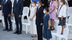 Le roi Felipe VI rend un hommage solennel aux victimes du Covid-19 en Espagne, le 15 juillet 2021.