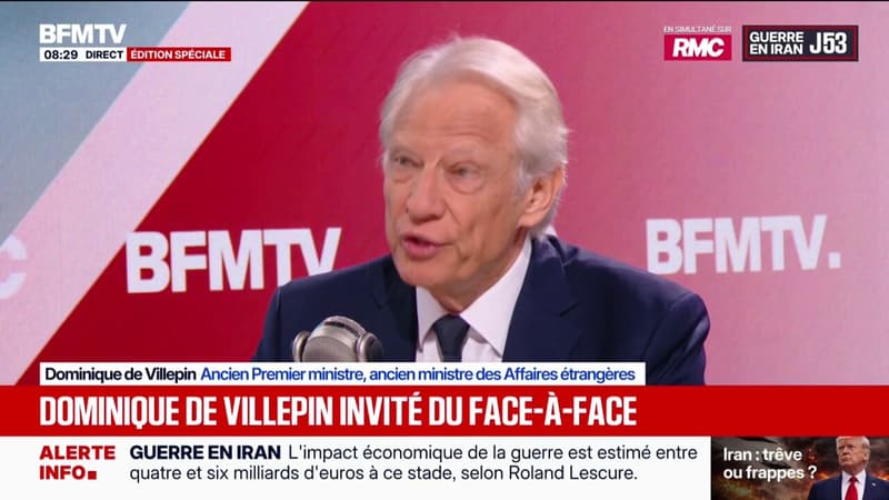 Guerre au Moyen-Orient: "Nous sommes dans la chronique d'une catastrophe annoncée", estime Dominique de Villepin, ancien Premier ministre