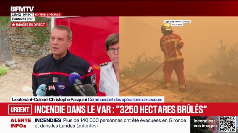 Incendie dans le Var: "Les deux points chauds sont toujours actifs", indique le commandant des opérations de secours
