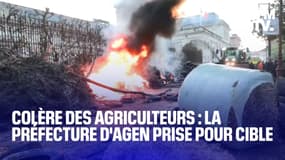 Colère des agriculteurs: les images de la préfecture d'Agen prise pour cible