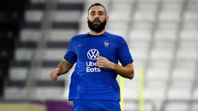 Karim Benzema pendant un entraînement des Bleus au Qatar, 17 novembre 2022