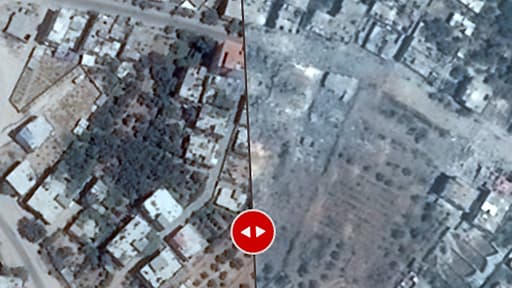 En comparant des photos satellites prises avant et après l'offensive, l'Unosat compte les bâtiments détruits.