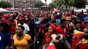Rassemblement à l'appel de l'opposition pour exiger le départ du président sud-africain Jacob Zuma, le 12 avril 2017 à Pretoria