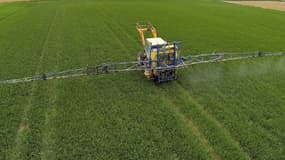 Un tracteur épand des pesticides le 11 juin 2013 dans le nord de la France.