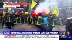 Retraites: les pompiers rejoignent la manifestation parisienne, applaudis par la foule 