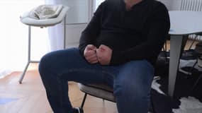 Dylan, papa d'un nouveau né admis en service de réanimation pour bronchiolite, lors de sa rencontre avec les équipes de BFMTV.