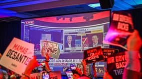 Des supporters du candidat républicain Ron DeSantis lors de l'annonce des résultats pour le poste de gouverneur de Floride, le 8 novembre 2022.