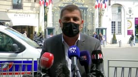 Le secrétaire général délégué du syndicat d'Unité-SGP police Grégory Joron le 27 mai 2021 à Paris.