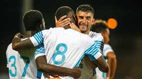 Gerson félicité par ses coéquipiers lors d'OM-Servette