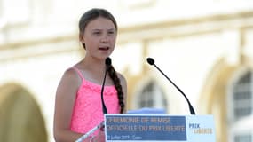 Greta Thunberg recevant le Prix Liberté 2019 à Caen, le 21 juillet 2019