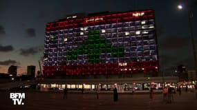 La mairie de Tel Aviv arbore le drapeau Libanais sur sa façade en hommage aux victimes de l'explosion