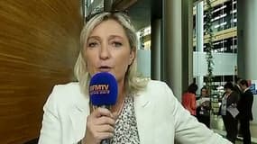 La présidente du Front national, Marine Le Pen, mardi au Parlement européen de Strasbourg.