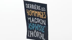 Une banderole déployée place de la Concorde lors de la cérémonie de la Fête nationale, le 14 juillet 2020.