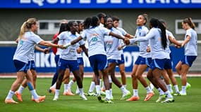 Les joueuses de l'équipe de France féminine à l'entraînement à Clairefontaine, le 4 juillet 2023.