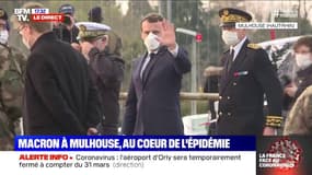 Coronavirus: Emmanuel Macron arrive à l'hôpital militaire de campagne de Mulhouse
