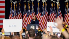 Kamala Harris lors de son premier meeting de campagne à Milwaukee, le 23 juillet 2024