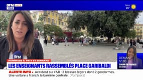 Les enseignants rassemblés place Garibaldi 