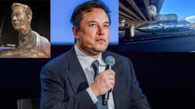 Montage Elon Musk et photos de la statue récupérées sur Twitter. 