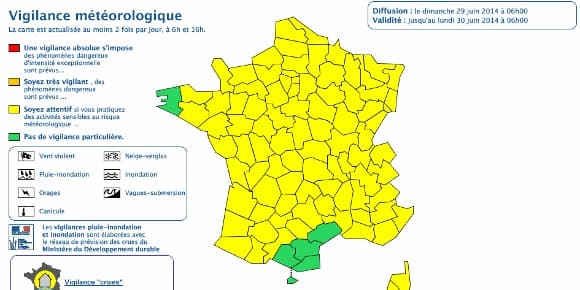 La France est placée sous vigilance classique.