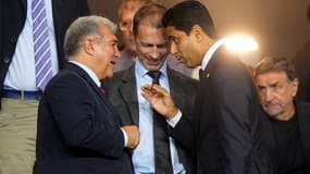 Joan Laporta, Nasser Al-Khelaïfi et Aleksander Ceferin