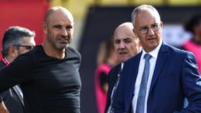 Gérald Baticle avec Saïd Chabane pendant un match d'Angers, octobre 2022