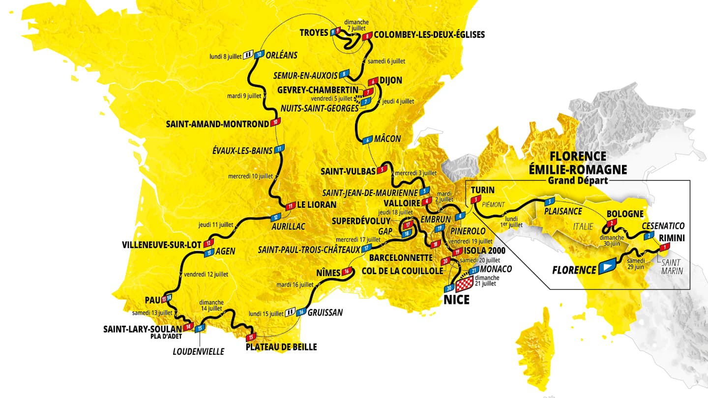 Tour de France 2024 le parcours complet, étape par étape