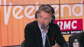 Franck Dubosc sur le plateau de la Matinale week-end de RMC, le 15 avril 2023