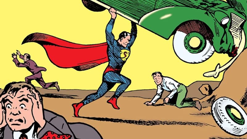 Détail de la couverture de Action Comics #1, comics où Superman fait sa première apparition