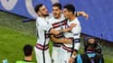 Cristiano Ronaldo fêtant l'un de ses deux buts contre la Hongrie