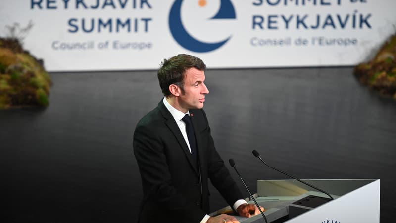 Emmanuel Macron s'est exprimé à l'occasion d'un sommet du Conseil de l'Europe en Islande le 16 mai 2023