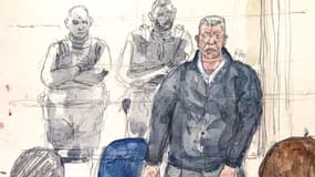 Dessin de Dominique Pelicot lors du procès des viols de Mazan en décembre 2024, à Avignon (France). (Image d'illustration)