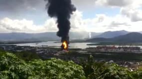 Un incendie dans la zone industrielle d'Alemoa à Santos  - Témoins BFMTV
