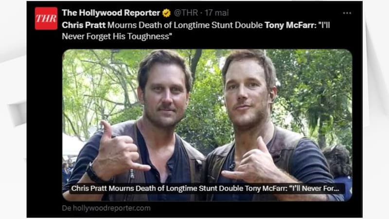 Regarder la vidéo Mort de Tony McFarr, la doublure de Chris Pratt, à l'age de 47 ans