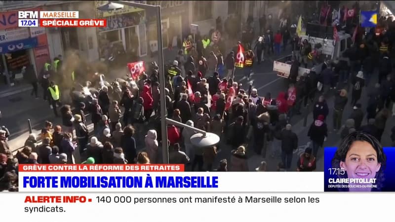 Grève contre la réforme des retraites: forte mobilisation à Marseille