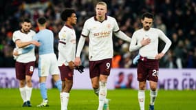 Erling Haaland et Bernardo Silva lors d'Aston Villa-Manchester City (1-0, Premier League), le 6 décembre 2023