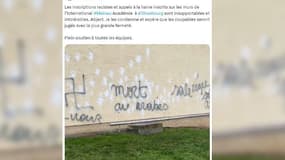 Des inscriptions à caractère racistes ont été découvertes sur les murs de l'International Meinau Académie.