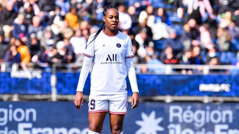 Marie-Antoinette Katoto, le 3 avril 2022 avec le PSG, dans le derby parisien