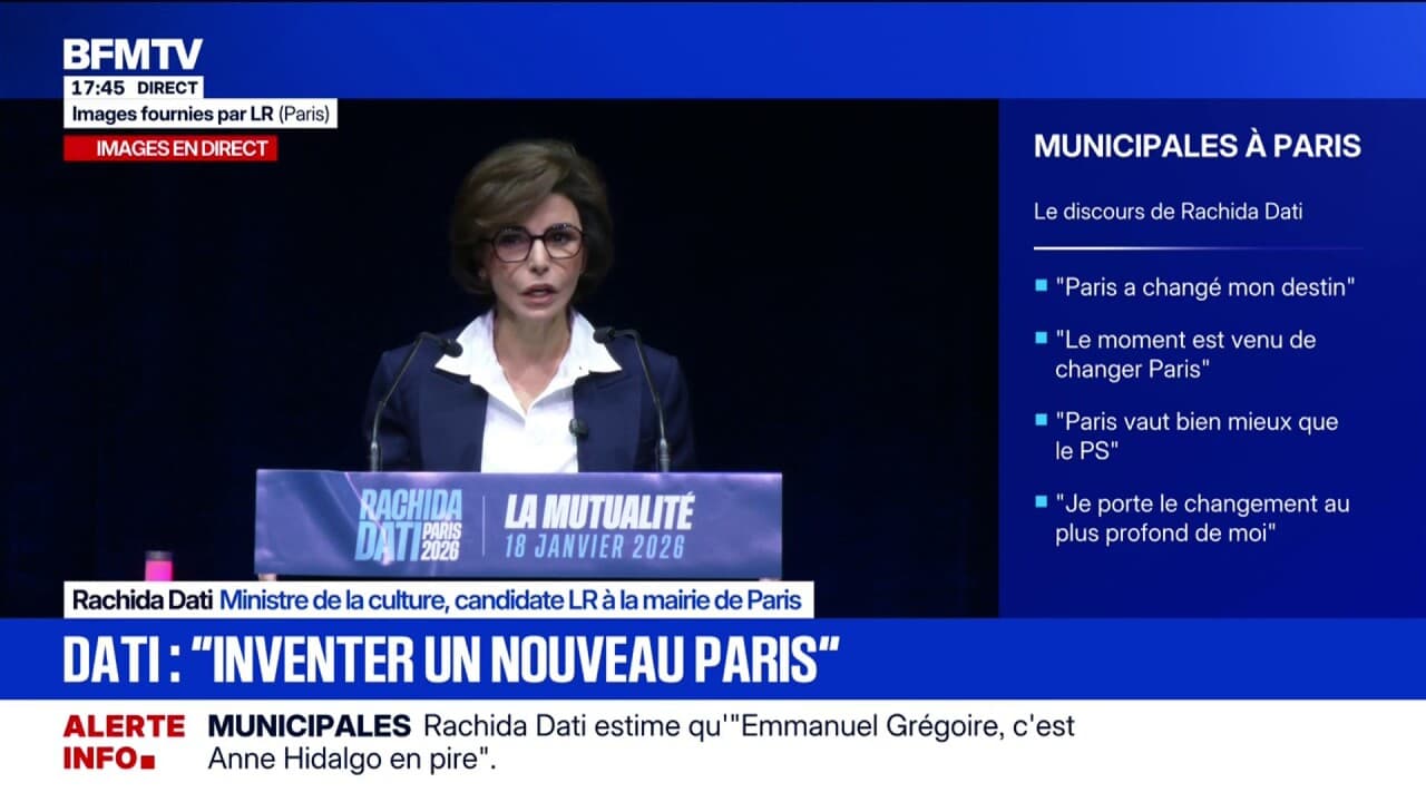 Élection municipale: « Rien ne m’empêchera d&rsquo;accéder à cette mairie », déclare Rachida Dati, ministre de la Culture et candidate LR à la mairie de Paris