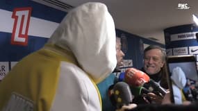 Non retenu dans le groupe face à l'OL, le revenant Presnel Kimpembe a fait un détour par la zone mixte de son coéquipier Ousmane Dembélé, le 16 décembre 2024