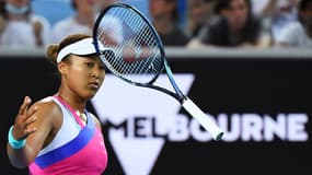 Naomi Osaka pendant son match contre Amanda Anisimova à l'Open d'Australie