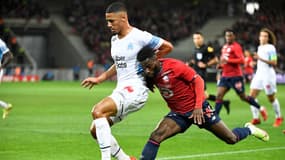 William Saliba et Jonathan Bamba lors de Lille-OM, le 3 octobre 2021.