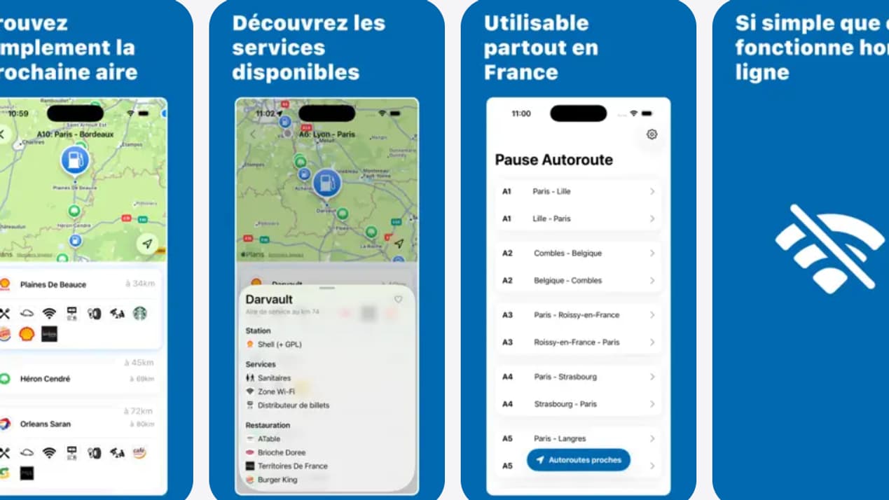 L'application Pause Autoroute. L'application Pause Autoroute.